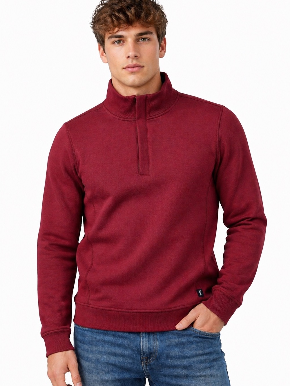 Hugo Boss Men's Burgundy Zip-Up Sweater